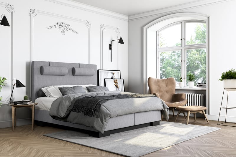 Hilton Lyx Komplett Sengepakke 120x210 - Lysegrå - Møbler - Senger - Komplett sengepakke