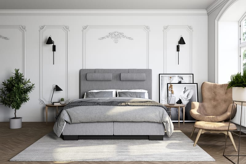 Hilton Lyx Komplett Sengepakke 140x200 - Lysegrå - Møbler - Senger - Komplett sengepakke