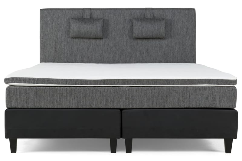Hilton Lyx Komplett Sengepakke 180 - Svart PU/Stoff Svart Firkantet - Møbler - Senger - Komplett sengepakke
