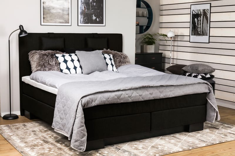Hilton Lyx Komplett Sengepakke 180x210 - Svart - Møbler - Senger - Komplett sengepakke
