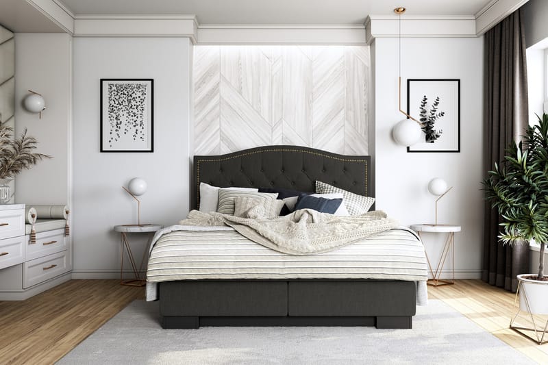Hilton Lyx Komplett Sengpakke 160x210 Amiral Gavl Toppet - Svart - Møbler - Senger - Komplett sengepakke