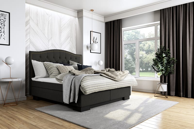 Hilton Lyx Komplett Sengpakke 180x210 Amiral Gavl Toppet - Svart - Møbler - Senger - Komplett sengepakke