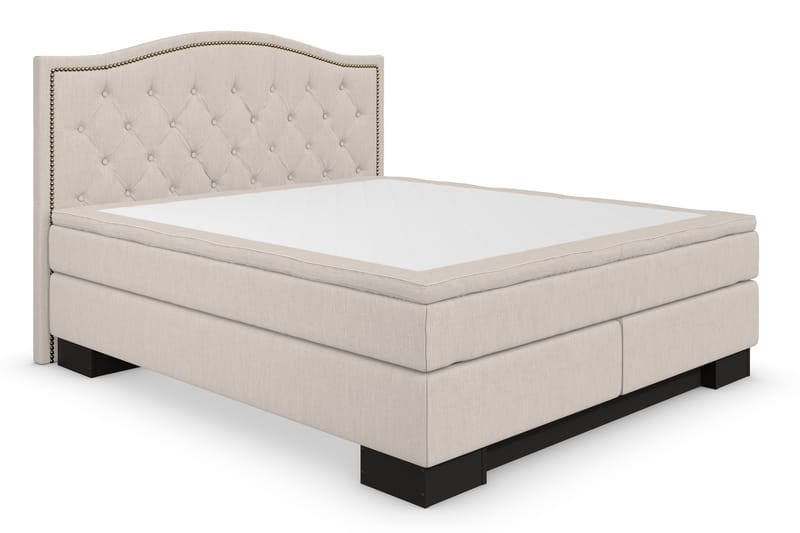 Hilton Lyx Sengepakke 180+Amiral Toppet Sengegavl - Beige - Møbler - Senger - Komplett sengepakke