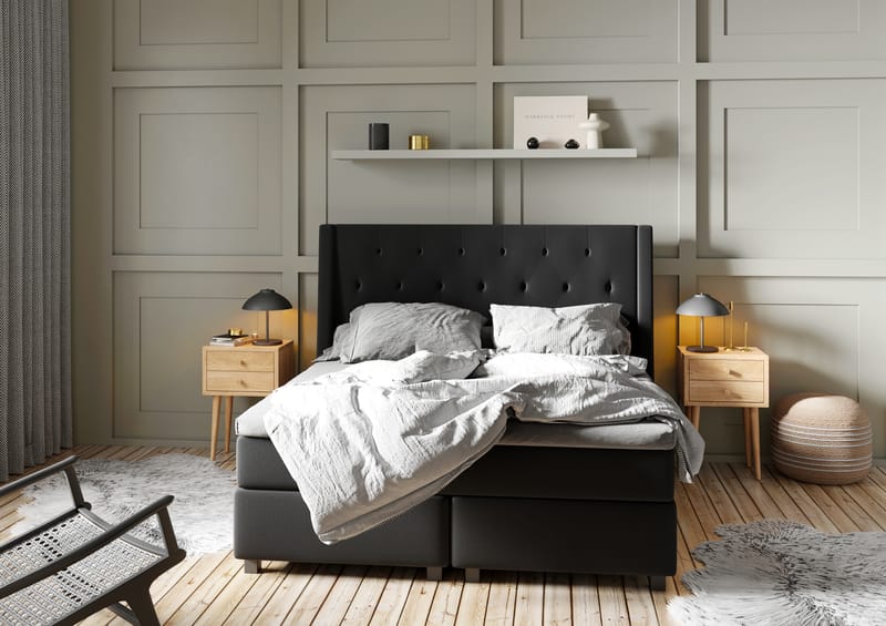 Imperia Kontinentalseng 210x210 cm - Svart - Møbler - Senger - Kontinentalsenger