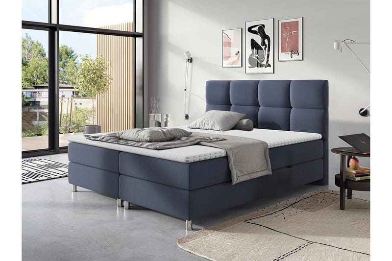 Isoba Sengepakke 140x200 cm - Blå - Komplett sengepakke - Kontinentalsenger - Dobbeltsenger