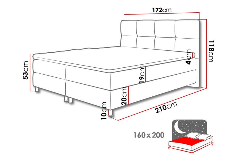 Isoba Sengepakke 160x200 cm - Blå - Komplett sengepakke - Kontinentalsenger - Dobbeltsenger