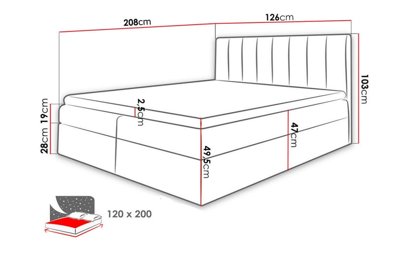 Jendem kontinentalseng 120x200 - Beige - Kontinentalsenger - Dobbeltsenger