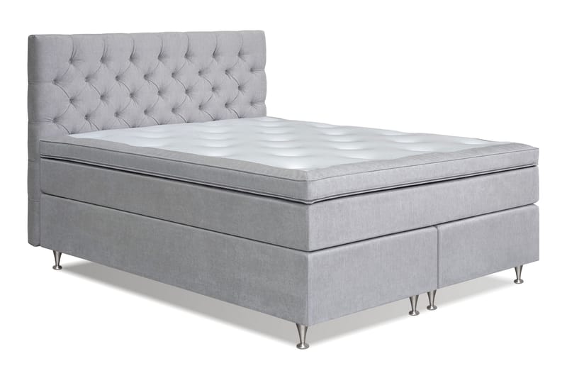 Joluma Komplett Sengpakke 180x200 cm Kontinentalseng med Gavl - Lysgrå - Møbler - Senger - Kontinentalsenger
