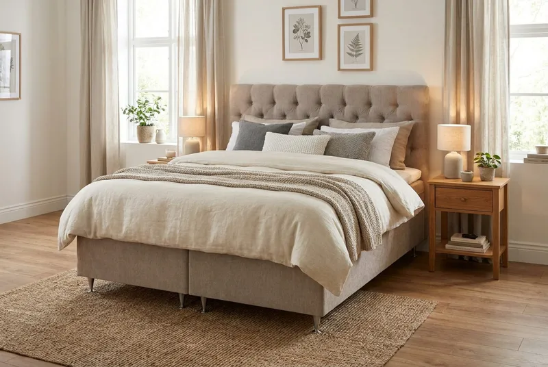 Joluma Kontinentalseng Fast - (+Flere valg) 180x200 cm Beige - Møbler - Senger - Kontinentalsenger