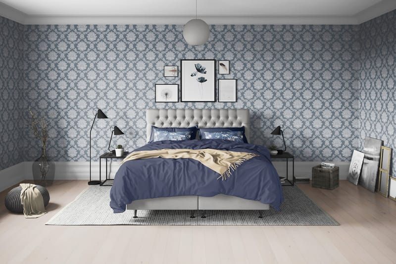 Joluma Kontinentalseng Medium - (+Flere valg) 180x200 cm Lysegrå - Møbler - Senger - Komplett sengepakke