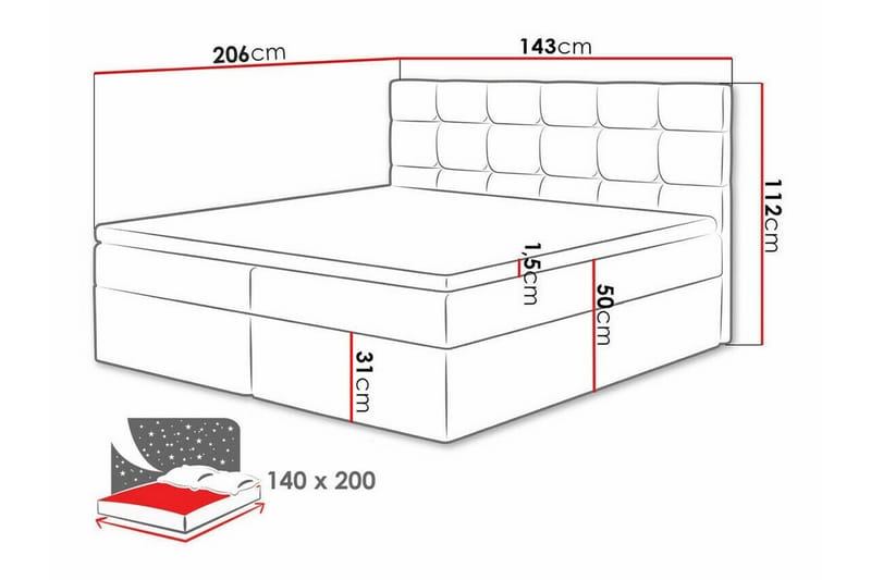 Kintore Kontinentalseng 140x200 cm - Beige/Lys Beige - Kontinentalsenger