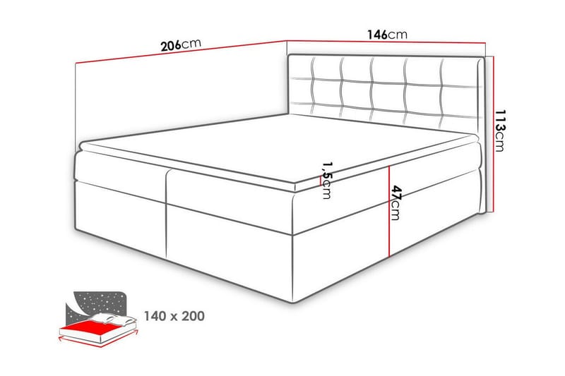 Kintore Kontinentalseng 140x200 cm - Mørkeblå - Kontinentalsenger