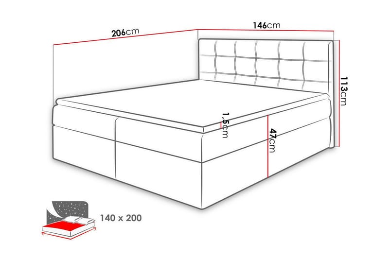 Kintore Kontinentalseng 140x200 cm - Mørkegrå - Møbler - Senger - Kontinentalsenger