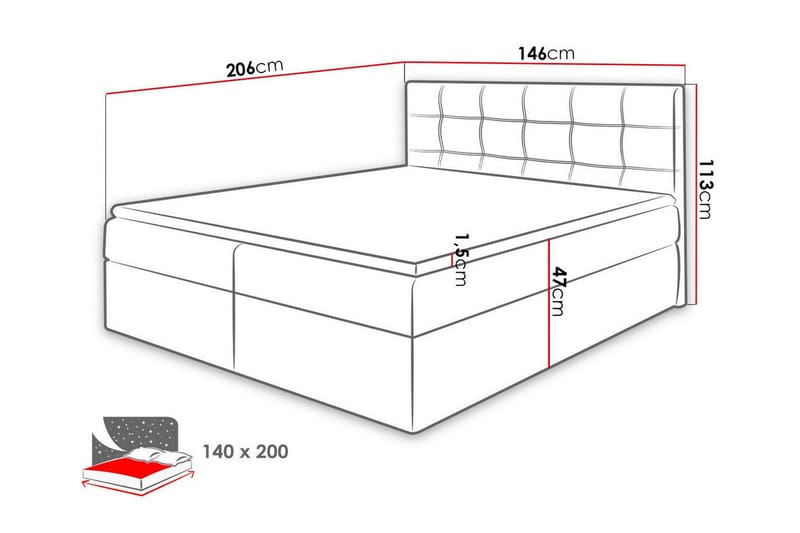 Kintore Kontinentalseng 140x200 cm - Rosa - Møbler - Senger - Kontinentalsenger
