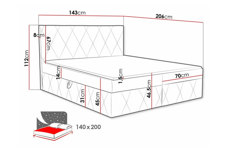Kintore Kontinentalseng 140x200 cm - Møbler - Senger - Kontinentalsenger