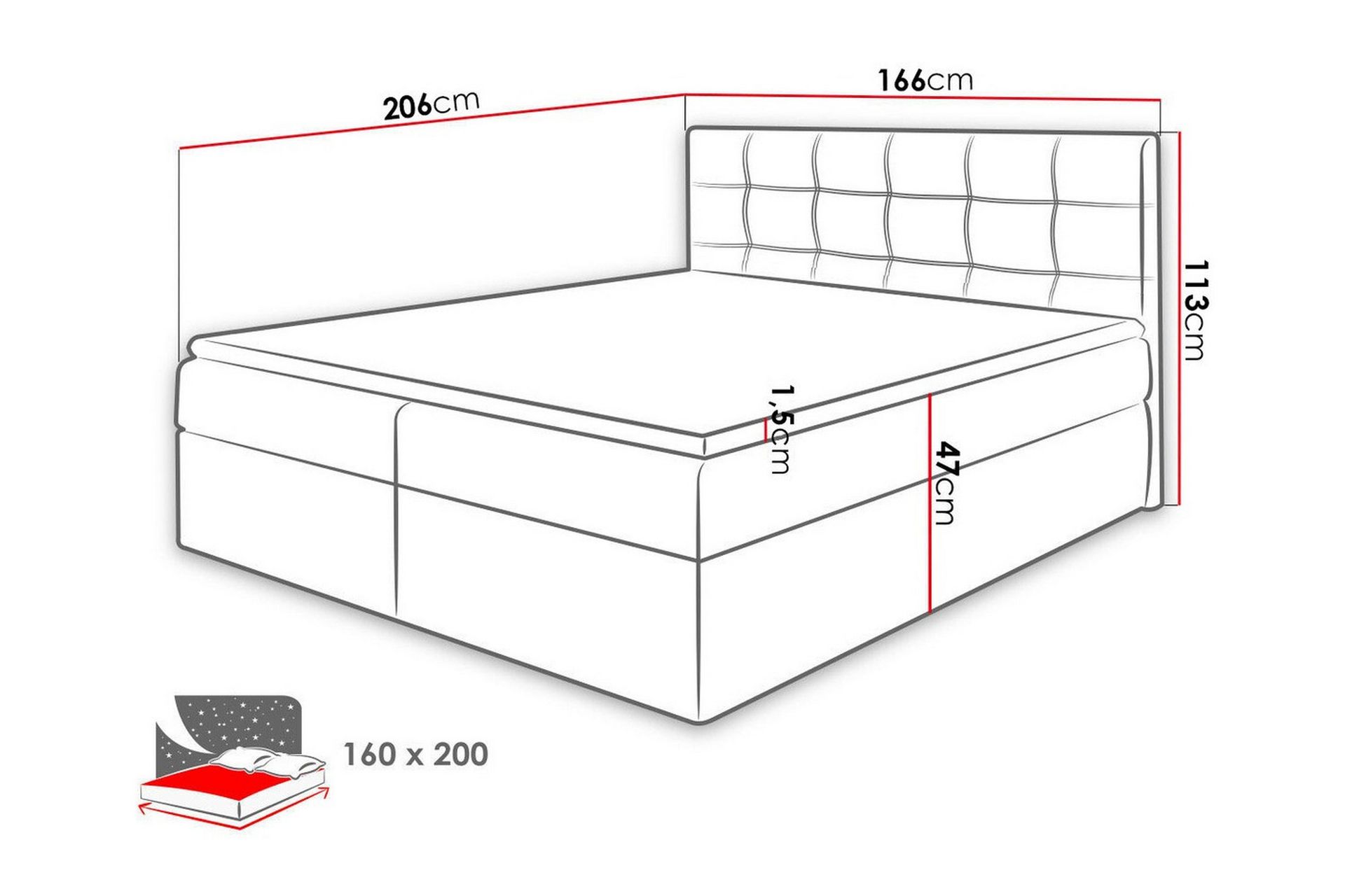 Kintore Kontinentalseng 160x200 cm - Mørkeblå - Møbler - Senger - Kontinentalsenger
