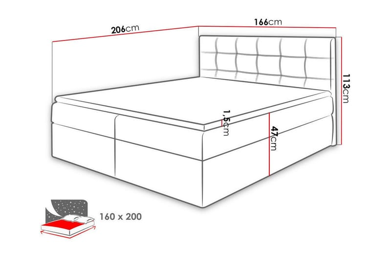 Kintore Kontinentalseng 160x200 cm - Mørkegrå - Kontinentalsenger