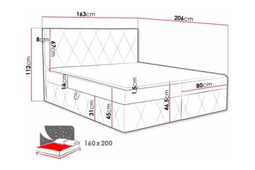 Kintore Kontinentalseng 160x200 cm - Mørkerød - Møbler - Senger - Kontinentalsenger