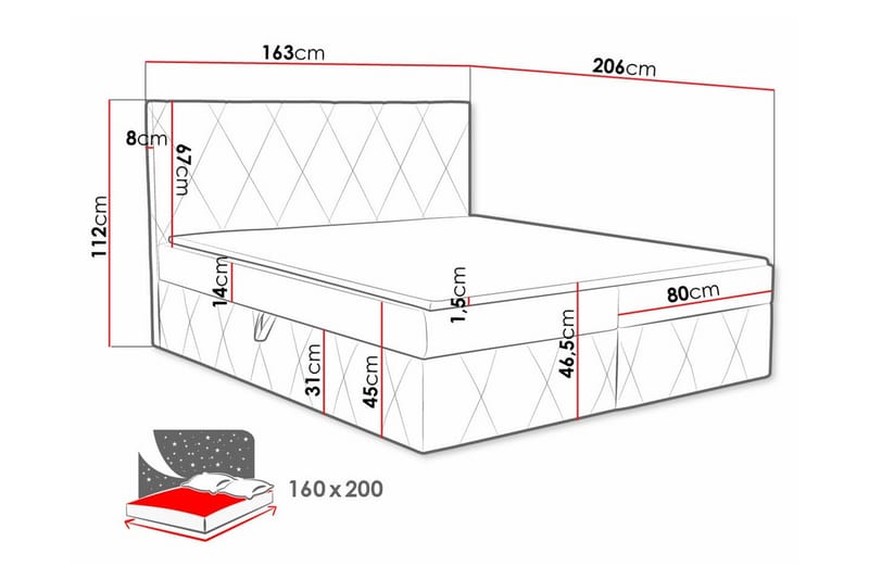 Kintore Kontinentalseng 160x200 cm - Svart - Møbler - Senger - Kontinentalsenger