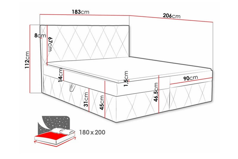 Kintore Kontinentalseng 180x200 cm - Blå - Kontinentalsenger