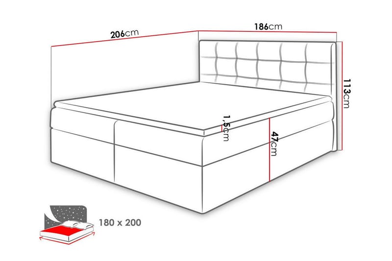 Kintore Kontinentalseng 180x200 cm - Mørkeblå - Kontinentalsenger