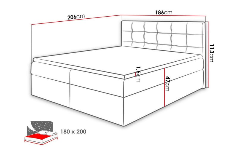 Kintore Kontinentalseng 180x200 cm - Mørkegrå - Kontinentalsenger