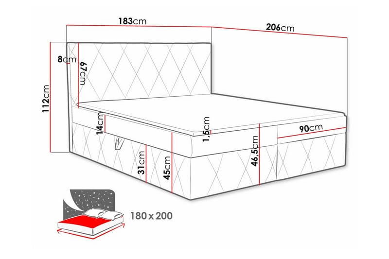 Kintore Kontinentalseng 180x200 cm - Møbler - Senger - Kontinentalsenger