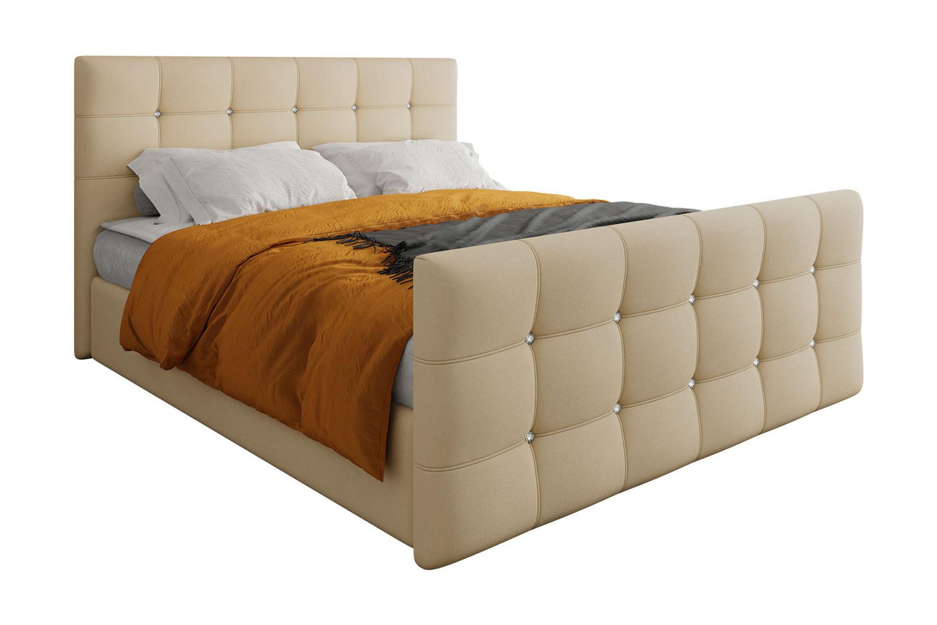 Kleos Kontinentalseng 140x200 cm med Sengegavl - Beige