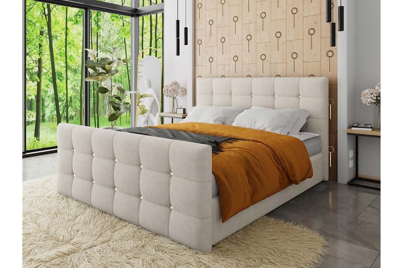 Kleos Kontinentalseng 140x200 cm med Sengegavl - Beige - Møbler - Senger - Kontinentalsenger