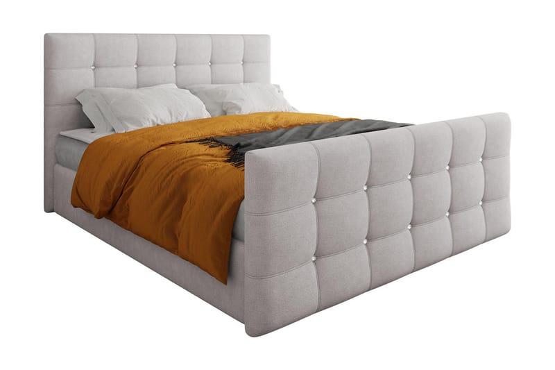 Kleos Kontinentalseng 140x200 cm med Sengegavl - Lysegrå - Møbler - Senger - Kontinentalsenger