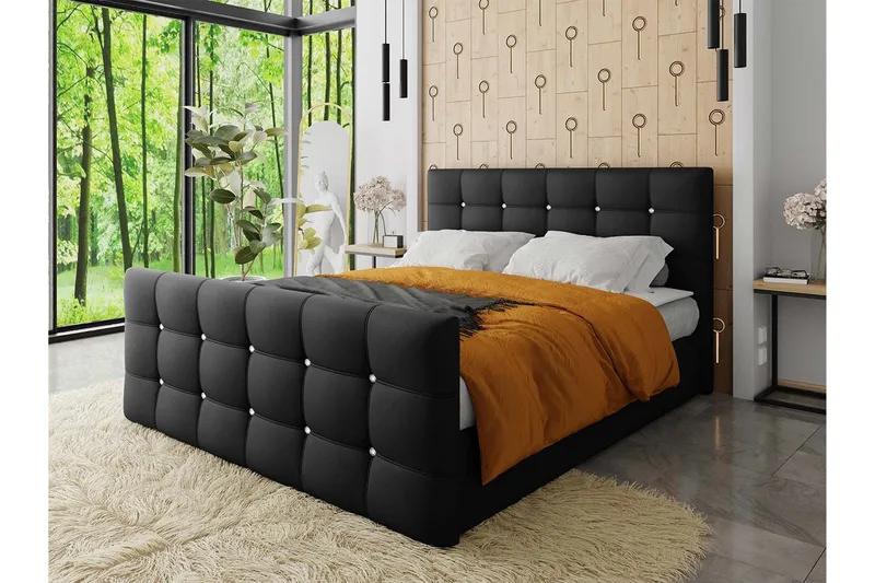 Kleos Kontinentalseng 140x200 cm med Sengegavl - Mørkegrå - Møbler - Senger - Kontinentalsenger