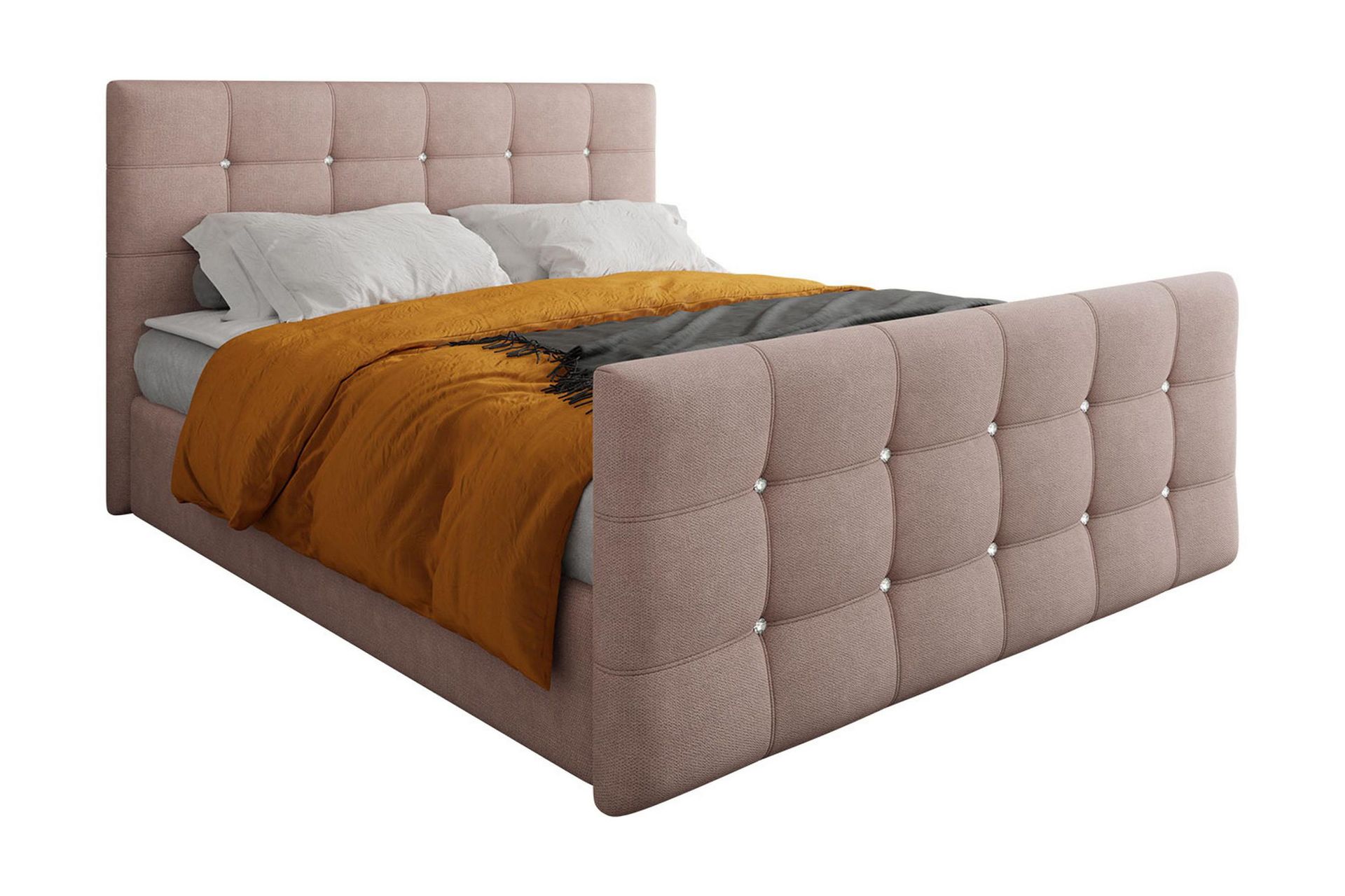 Kleos Kontinentalseng 160x200 cm med Sengegavl - Rosa