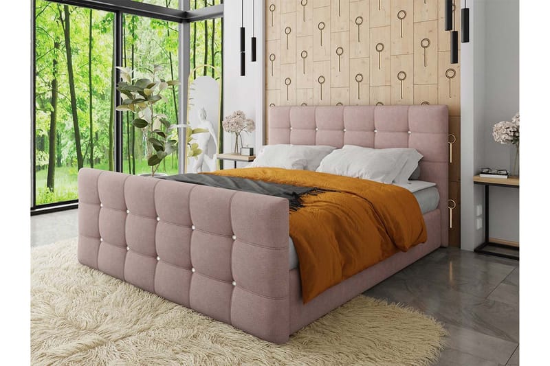 Kleos Kontinentalseng 160x200 cm med Sengegavl - Rosa - Møbler - Senger - Kontinentalsenger