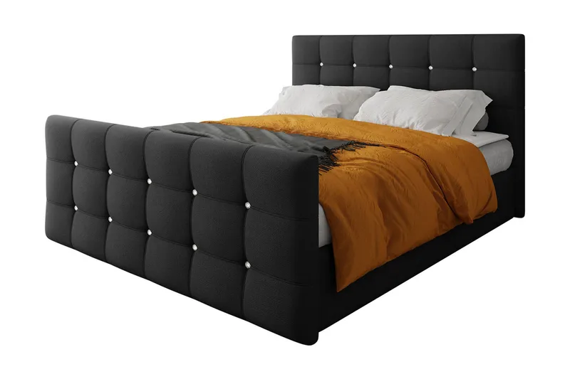 Kleos Kontinentalseng 160x200 cm med Sengegavl, Svart