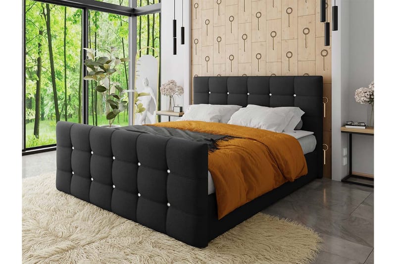 Kleos Kontinentalseng 160x200 cm med Sengegavl - Svart - Møbler - Senger - Kontinentalsenger