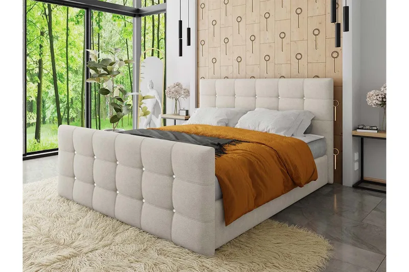 Kleos Kontinentalseng 180x200 cm med Sengegavl - Beige - Møbler - Senger - Kontinentalsenger