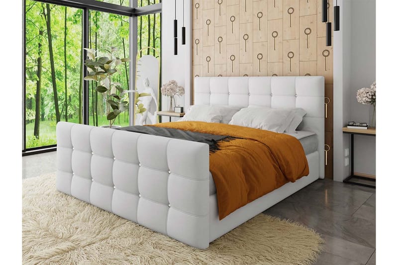 Kleos Kontinentalseng 180x200 cm med Sengegavl - Hvit - Møbler - Senger - Kontinentalsenger