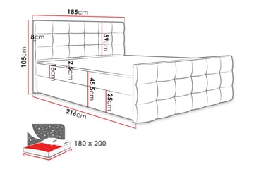 Kleos Kontinentalseng 180x200 cm med Sengegavl - Lysegrå - Møbler - Senger - Kontinentalsenger