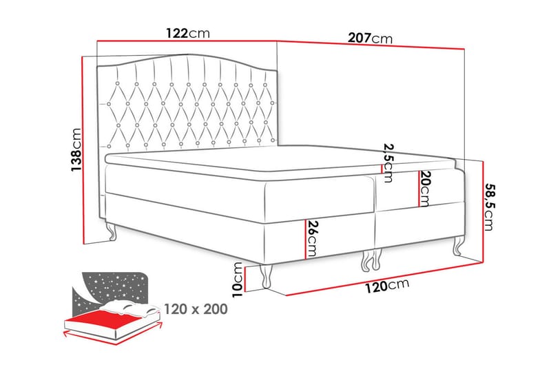 Kontinentalseng 120x200 - Møbler - Senger - Kontinentalsenger