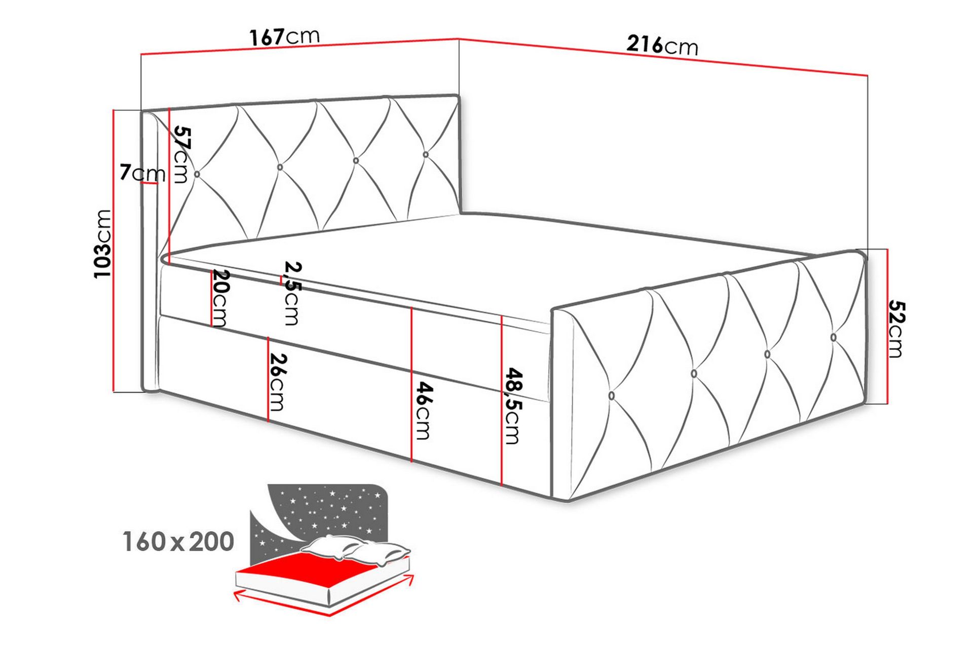 Kontinentalseng 160x200 cm - Møbler - Senger - Kontinentalsenger