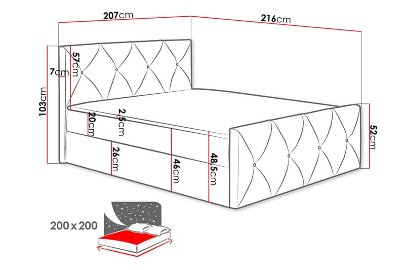 Kontinentalseng 200x200 cm - Møbler - Senger - Kontinentalsenger