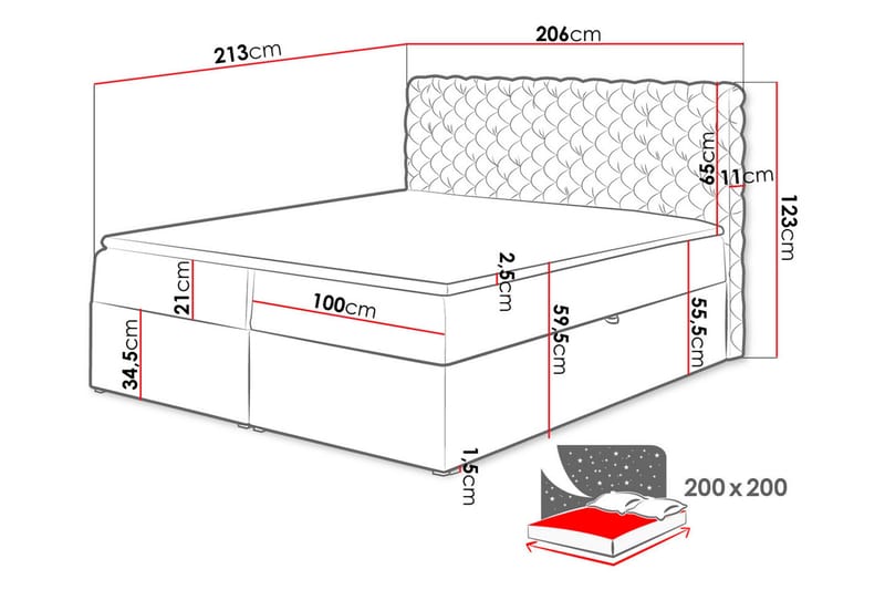 Kontinentalseng 200x200 cm - Møbler - Senger - Kontinentalsenger