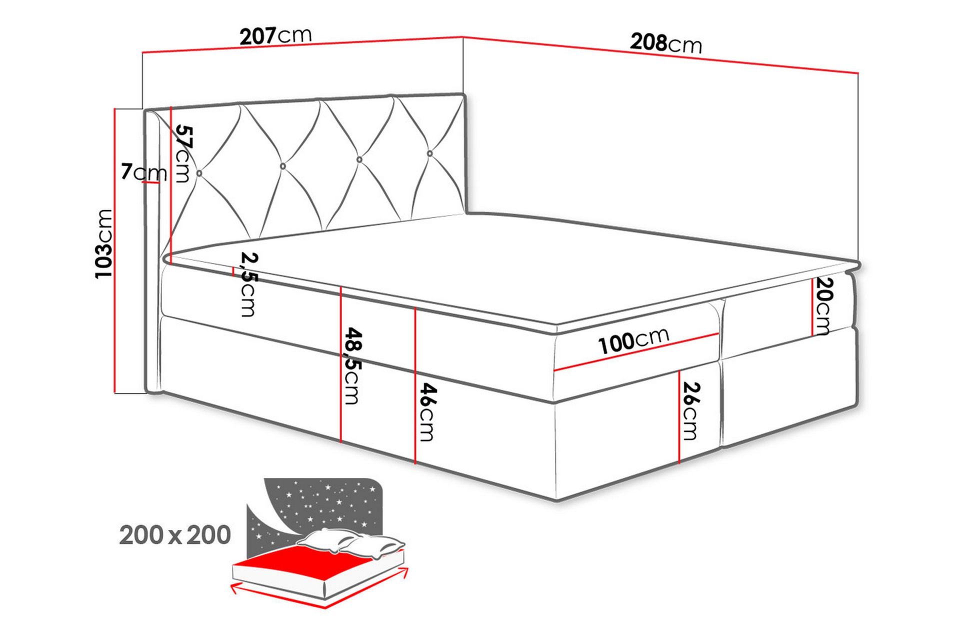 Kontinentalseng 200x200 cm - Møbler - Senger - Kontinentalsenger