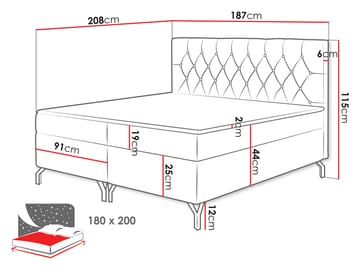 kontinentalseng Kontinentalseng GULIETTE + topper M Fresh 09 180x200 cm - Møbler - Senger - Kontinentalsenger