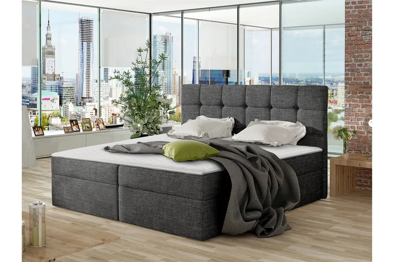 Kontinentalseng NELE 140x200 M - Mørkegrå - Møbler - Senger - Kontinentalsenger