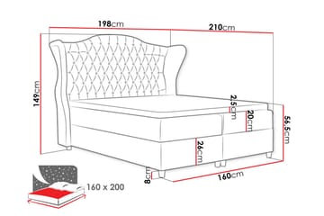 Kontinentalseng Sengepakke – Kontinentalseng 160x200 cm i Stoff med Oppbevaring, Sengegavl + Overmadrass med Fasthetsgrad Medium - Brun - Møbler - Senger - Kontinentalsenger