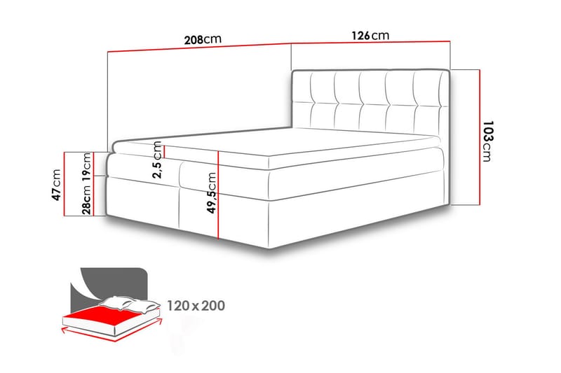 Kramvik kontinentalseng 120x200 - Beige - Kontinentalsenger - Dobbeltsenger