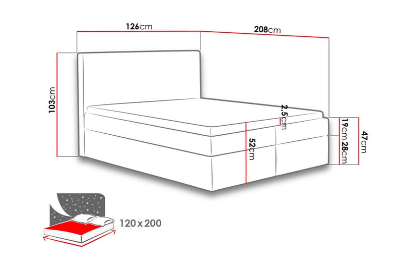 Laargard Kontinentalseng med Oppbevaring 120x200 - Beige - Kontinentalsenger