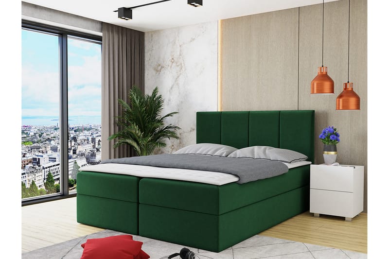 Laggano Kontinentalseng 160x200 cm + Overmadrass - Grønn - Møbler - Senger - Kontinentalsenger