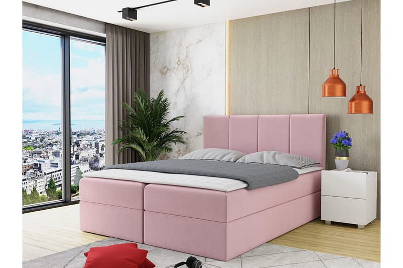 Laggano Kontinentalseng 160x200 cm + Overmadrass - Rosa - Møbler - Senger - Kontinentalsenger